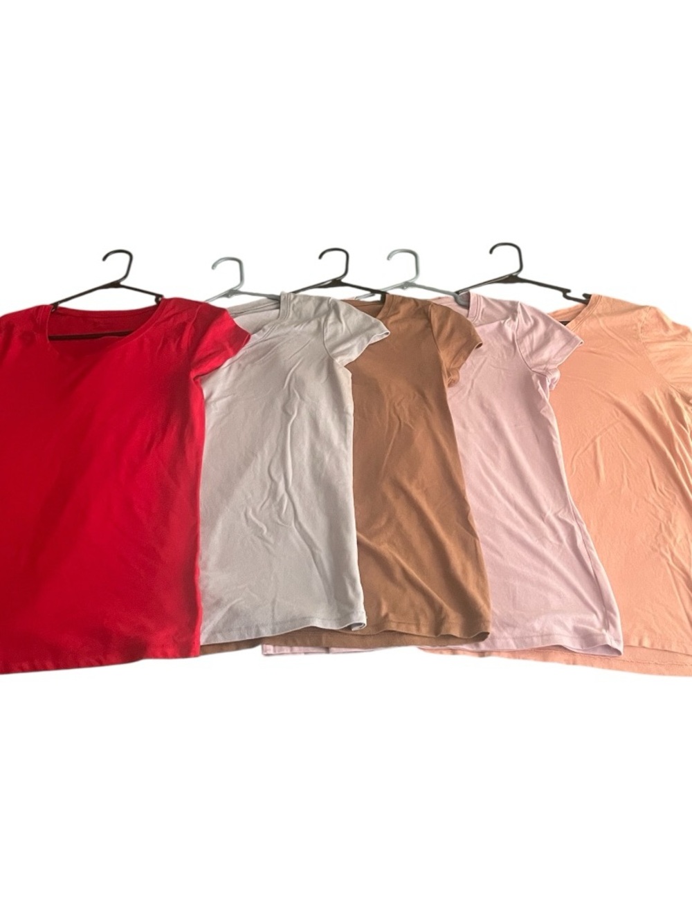 Classic Crewneck Women’s Tee - Red, Powder Blue, Brown, Light Purple and Peach